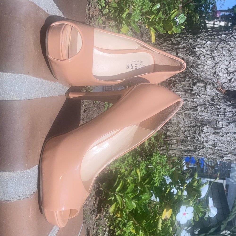 Peach Peep-Toe Pumps Guess